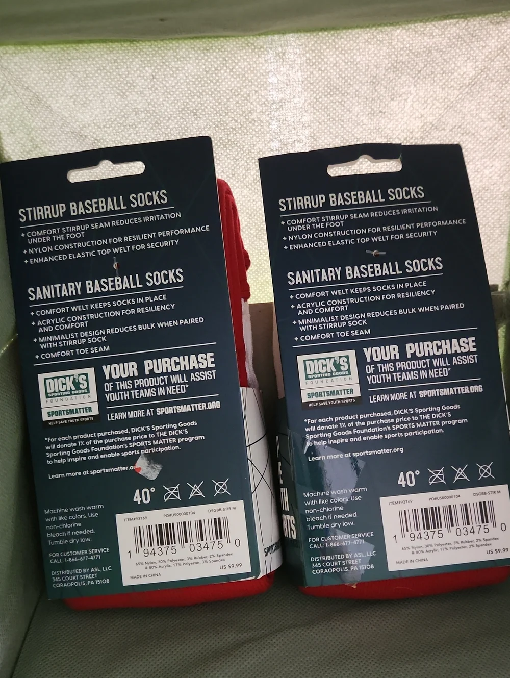 DSG Stirrup & Sanitary Baseball Socks - Red and White Combo -Two Packs Of 2